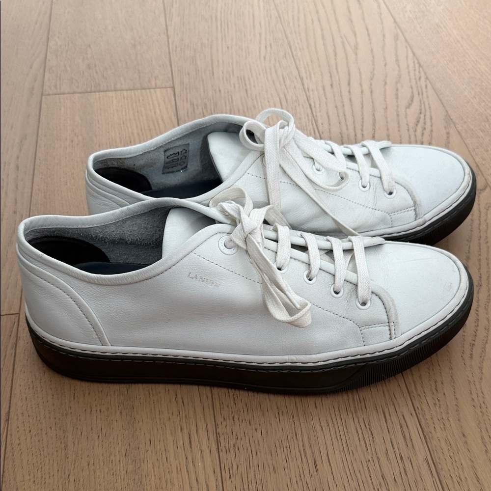 Lanvin Men’s White Leather Men's Sneakers with Grey sole